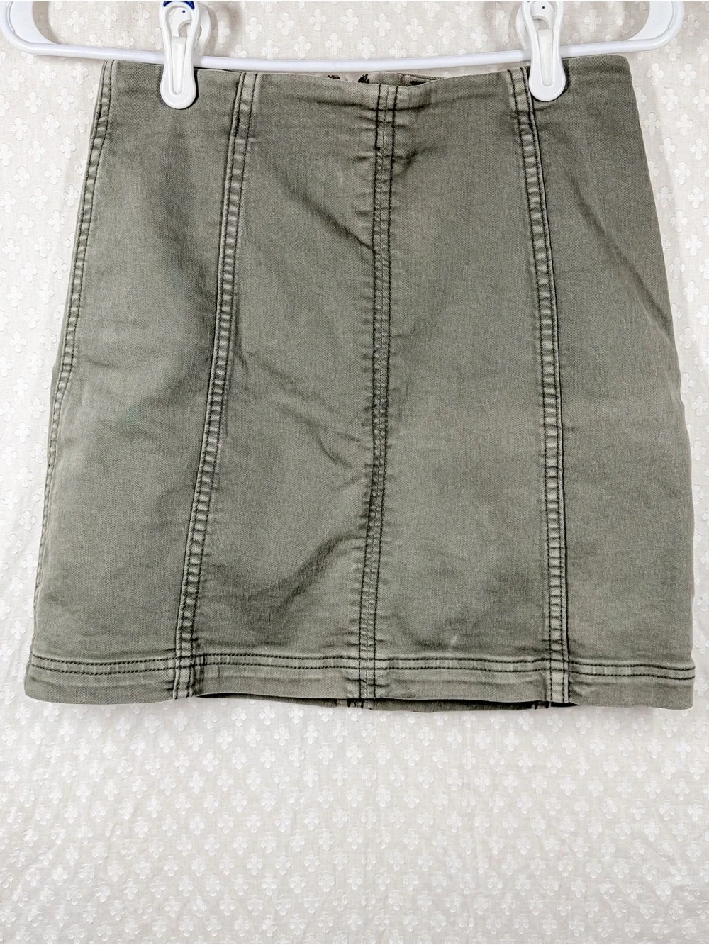 Free People Green Modern Femme Denim Mini Skirt